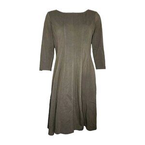 COLDWATER CREEK Solid All Green 3/4 Sleeve Zip Back Dress Womens Size MP Petite